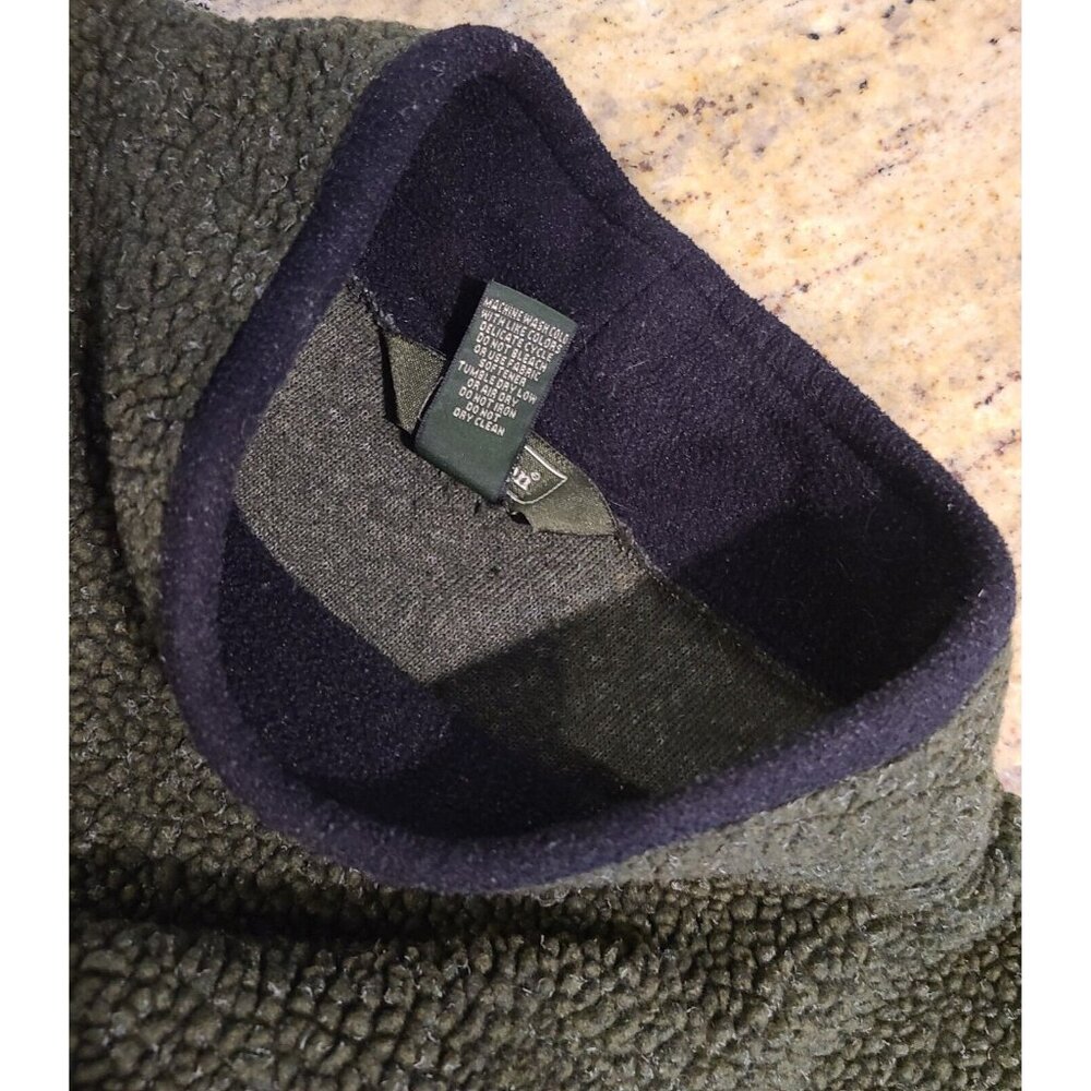 VINTAGE LL Bean Green Sweater Fleece Deep Pile Sherpa Women Size L #ODB71 - Picture 11 of 15